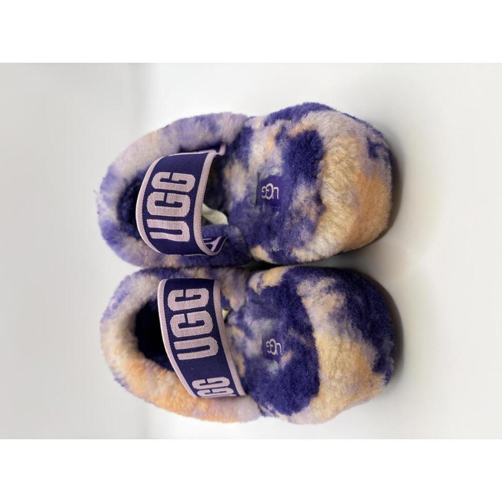 UGG Fluff Yeah Slide Tie Dye Purple Peach Shearling Platform Slippers Size 6 - Picture 3 of 14
